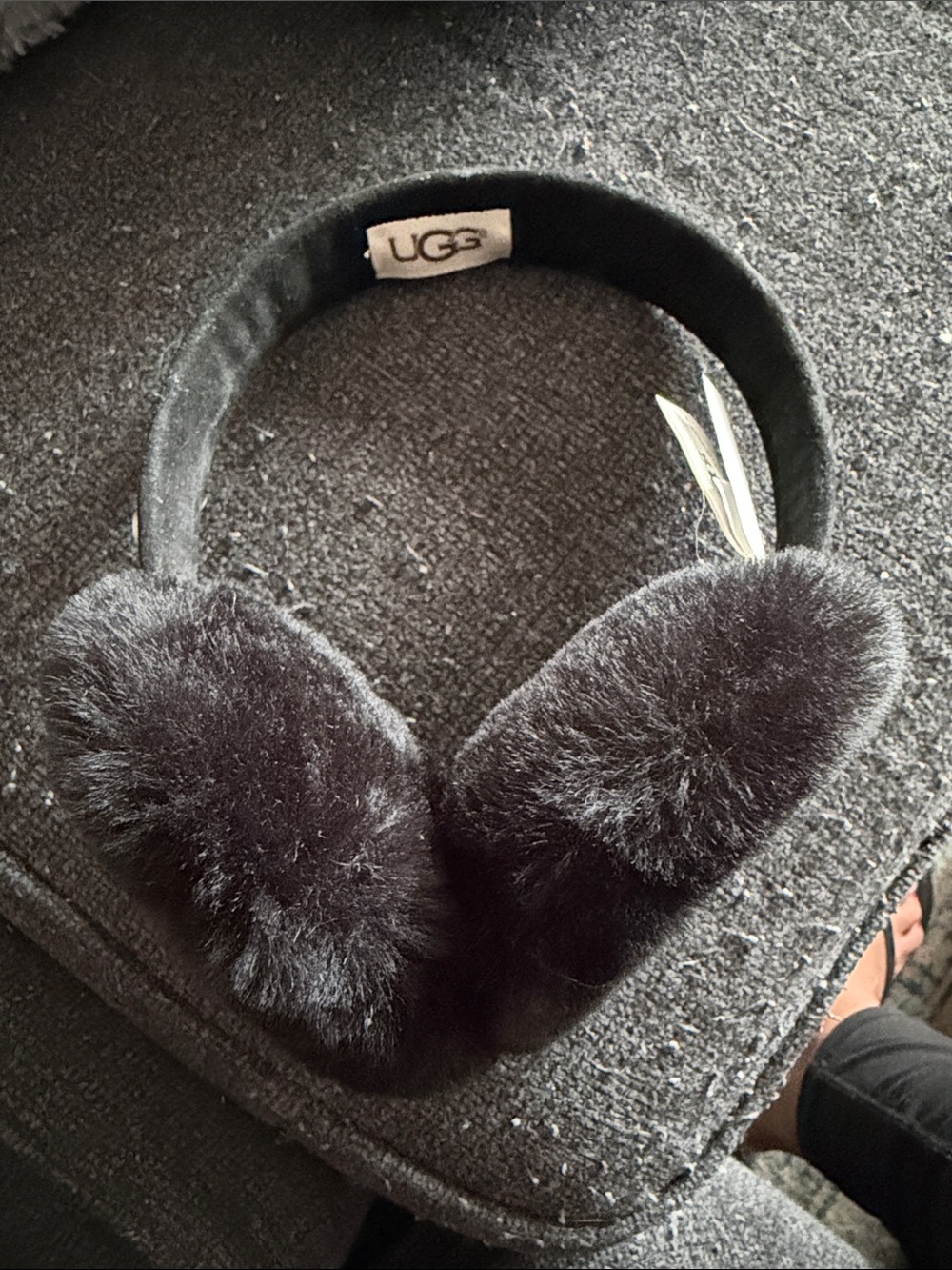 UGG Black Faux Fur Headband Earmuffs